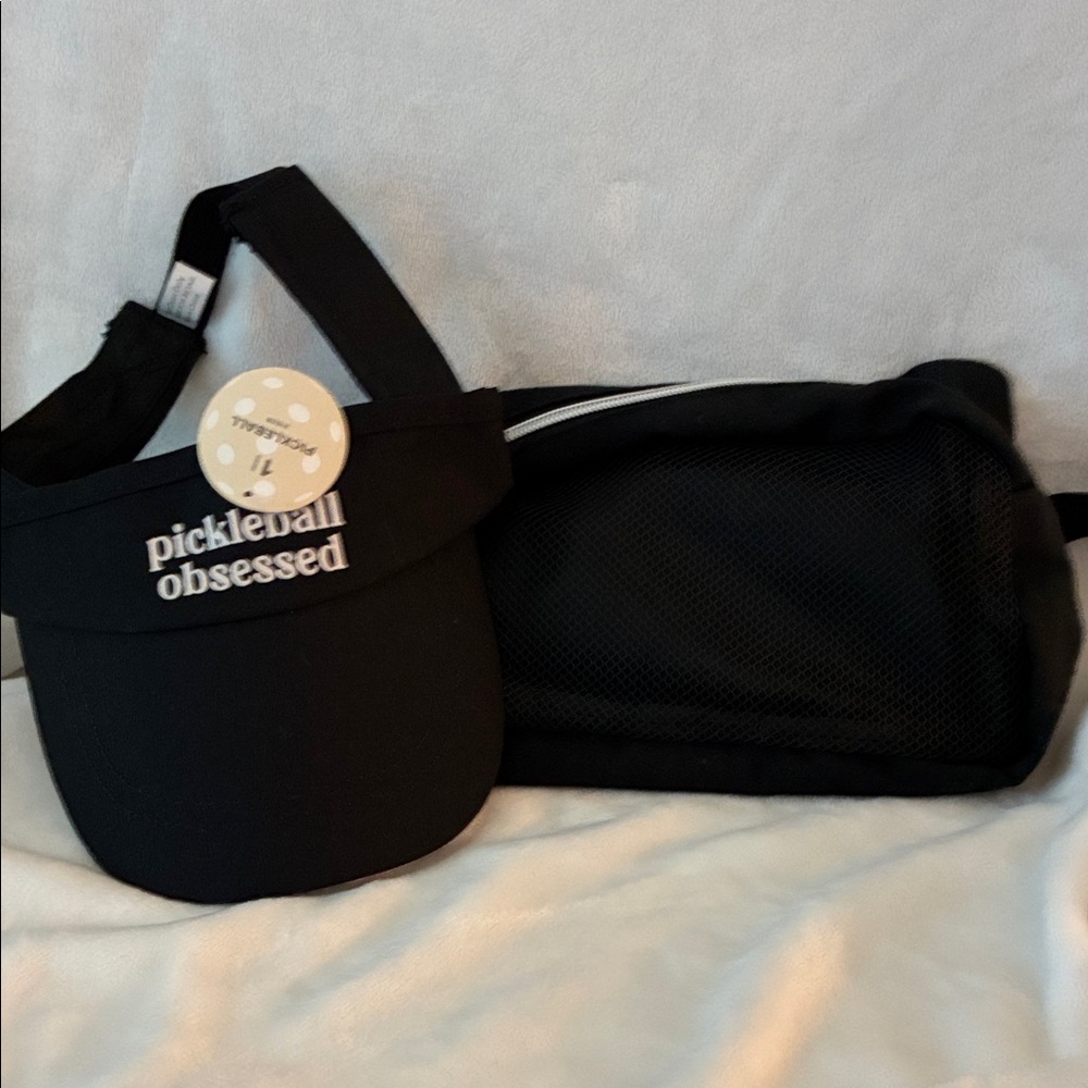 Pickleball Black Visor & Pouch
